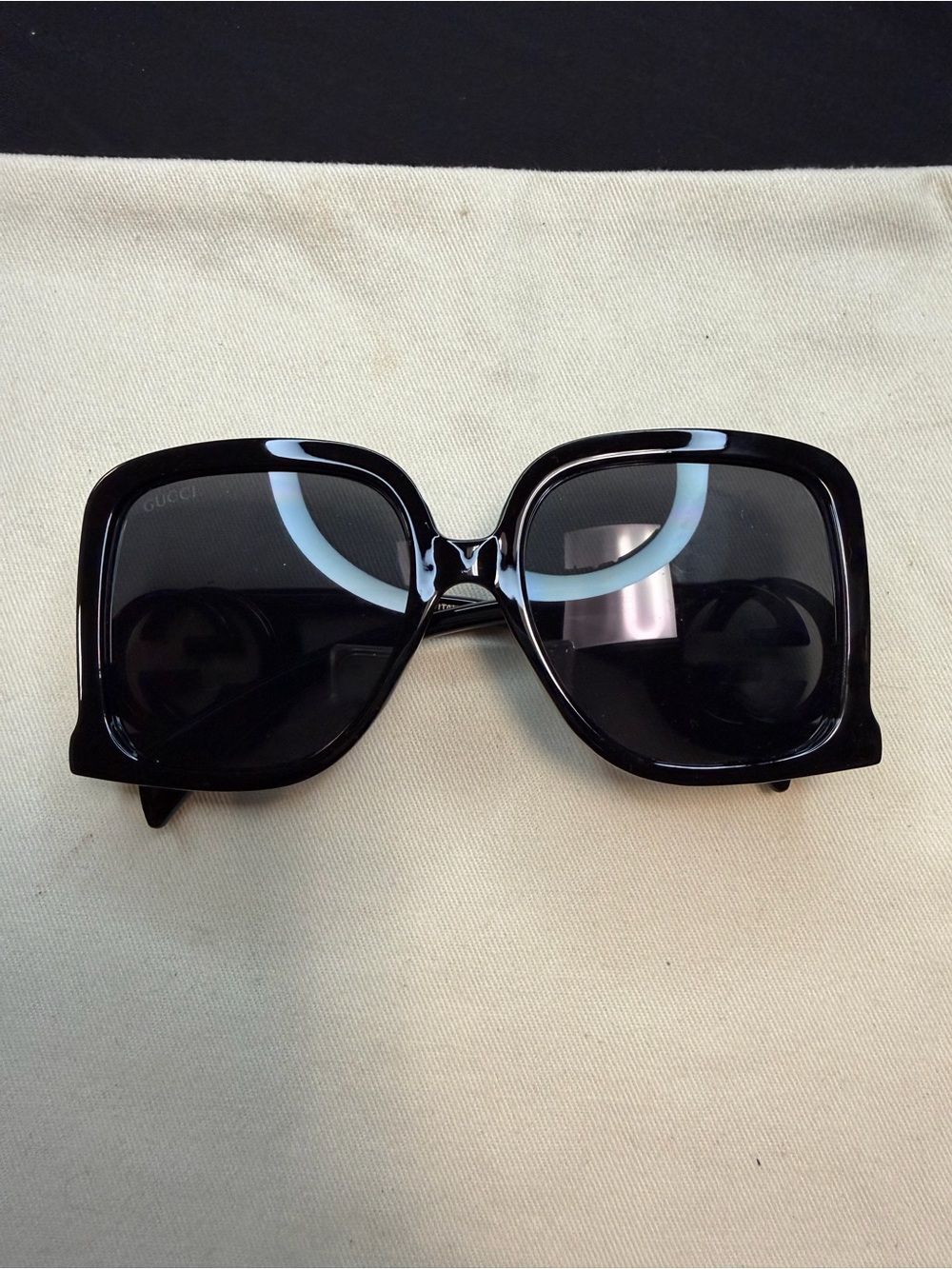 Gucci Black Square Oversized Sunglasses